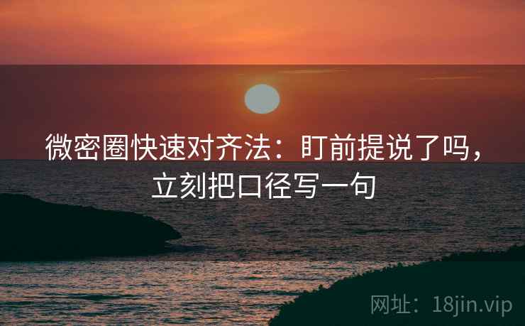 微密圈快速对齐法:盯前提说了吗,立刻把口径写一句 微密圈快速对齐法:盯前提说了吗,立刻把口径写一句